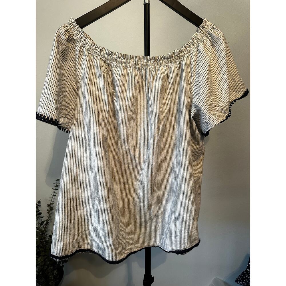 Knox Rose Striped Embroidered Off The Shoulder Boho Blouse Size XL - Picture 7 of 10